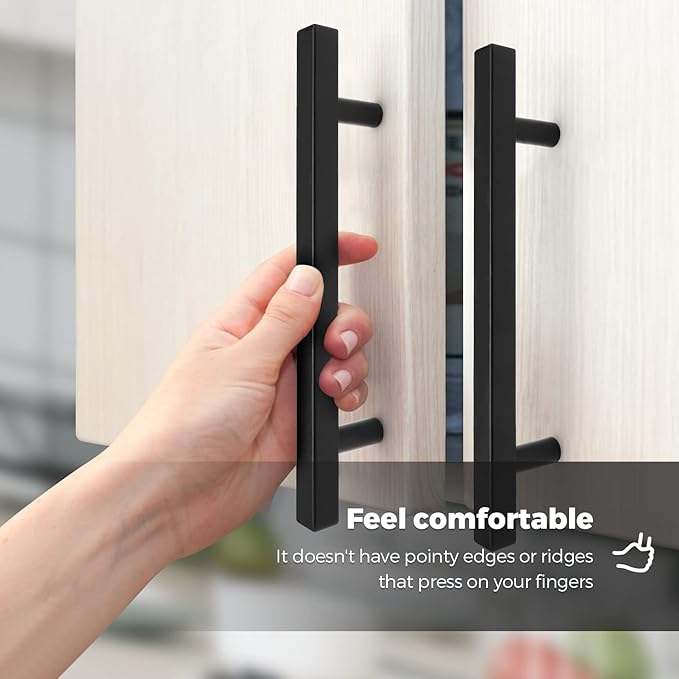 Ravinte Black Cabinet Handles 15 Pack 5 inch Matte Black Square Cabinet Pulls Kitchen Hardware Modern Pulls 7-3/8 inch Overall Length Kitchen Drawer Handles