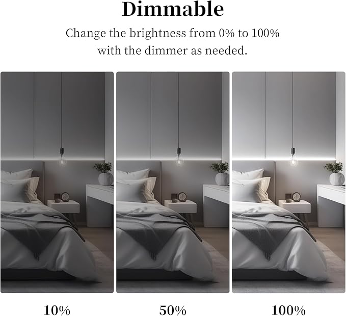 iNextStation COB LED Strip Light White 6000K 32.8FT 10M DC24V CRI 93+ Dimmable Flexible LED Tape Lights for Bedroom, Kitchen, TV Backlight, Cupboard, Wardrobe, Home Lighting Decor