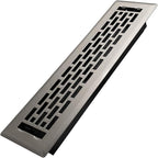 2x12 Inches Heavy Duty Walkable Floor Register - Easy Adjust Air Supply Lever Decorative Floor Vent Covers - Boston Design Vent Covers for Home - Satin Nickel