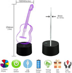 AZIMOM 3D Guitar Illusion Lamp Night Light for Bedroom 16 Colors Changing Smart Touch Remote Control Optical Illusion Bedside Desk Lamps Home Decoration Boys & Girls Women Birthday Gifts