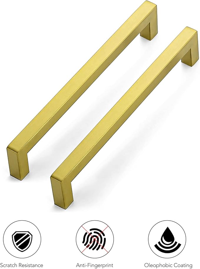 Ravinte 30 Pack 7-1/2 Inch Square Cabinet Handles Cabinet Pulls Brushed Brass Drawer Pulls Kitchen Cabinet Hardware Kitchen Handles for Cabinets Cupboard Handles Drawer Handles