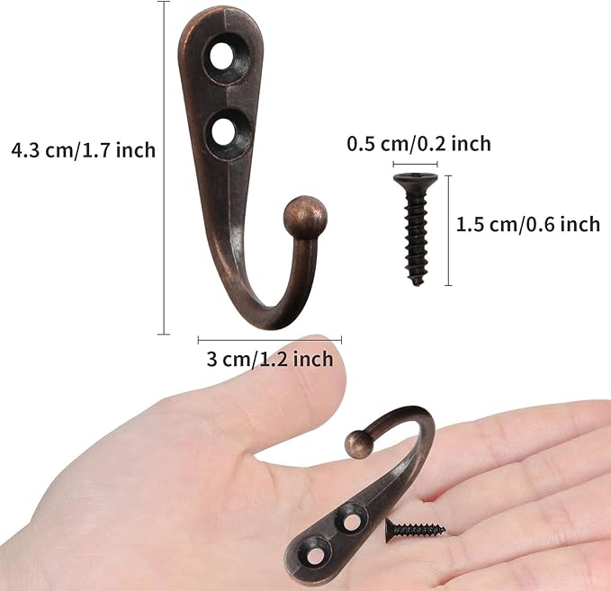 POZEAN 60 Pack Wall Hooks for Hanging, Heavy Duty Small Coat Hooks Wall Mounted for Living Room, Bathroom, Kitchen, Bedroom for Key, Cup, Bag, Hat, Scarf, and More (Oil Rubbed Bronze)