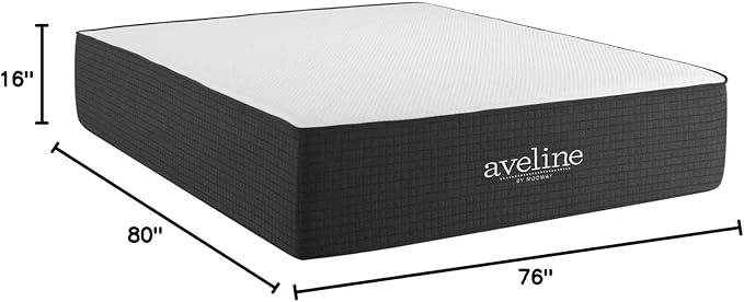 Modway Aveline 16” Gel Infused Memory Mattress with CertiPUR-US Certified Foam King Mattress