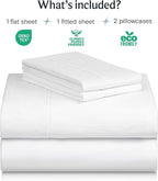 LuxClub 4 PC King Sheet Set, Deep Pockets Wrinkle Free Cooling Bed Sheets Hotel Bedding for Women, Men, Kids & Teens, Includes 1 Fitted Sheet, 1 Flat Sheet and 2 Pillowcases - Silky Soft White