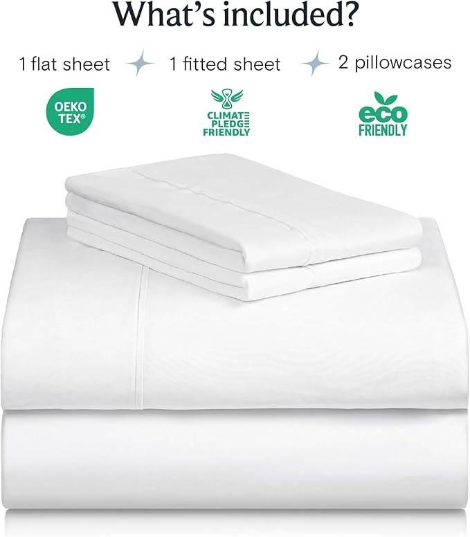 LuxClub 4 PC King Sheet Set, Deep Pockets Wrinkle Free Cooling Bed Sheets Hotel Bedding for Women, Men, Kids & Teens, Includes 1 Fitted Sheet, 1 Flat Sheet and 2 Pillowcases - Silky Soft White