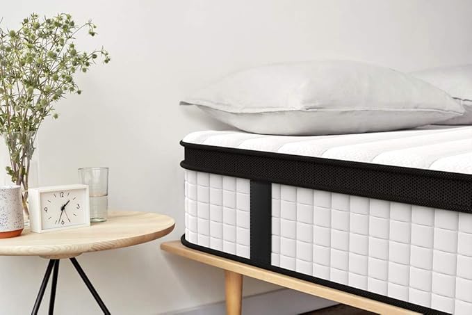 Inofia Twin Mattress, 12 Inch Hybrid Innerspring Single Mattress Cool Bed, Breathable Soft Knitted Fabric Cover, Medium Firmness