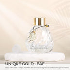 4-Piece Reed Diffuser Set with Metal Golden Decoration, 3.5-4.2oz Empty Bottles and 20 Reed Sticks, Unique Design for Home and Office (4 Different Bottles)