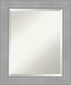 Amanti Art Silver Bathroom Mirror for Over Sink, 24x20 Vista Brushed Nickel Rectangle Vanity Mirror, Small Casual Frame, Hangs Horizonally and Vertically, Bathroom Wall Decor, Beveled Edge