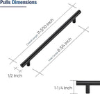 JOY DECOR 45 Pack Cabinet Handles, Black Cabinet Pulls, 8-3/4 in Hole Center Kitchen Hardware, Stainless Steel T Bar Handles for Dresser Drawers