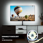 A 5V USB LED Light Strip, COB LED Strip Lights, White 5V LED Lights, Small LED Strip Light, TV Lights for TV Under Cabinet Kitchen Living Room Shelving or Displays (White, 3.28ft)