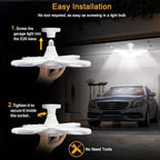 (4 Pack) LED Garage Lights, 60W Trilights Ceiling, High Low Bay Deformable Adjustable 4 Led Light Bulbs 6000LM 6000K, Screw in Tribright Garage Lighting Fixture,CRI80 Daylight