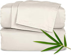 Pure Bamboo California King Sheets, Genuine 100% Organic Viscose Derived from Bamboo Bed Sheet Set, Soft & Cooling, Double Stitching, Lifetime Quality Promise (California King, Creme)