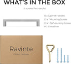 Ravinte 10 Pack Solid Kitchen Cabinet Handles Brushed Nickel Cabinet Pulls Slim Drawer Pulls with 5 Inch Hole Center Square Bar Kitchen Cabinet Hardware