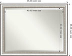 Amanti Art Silver Bathroom Mirror for Over Sink, 35x45 Salon Silver Rectangle Vanity Mirror, X-Large Traditional Frame, Hangs Horizonally and Vertically, Bathroom Wall Decor, Beveled Edge