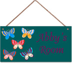 Personalized Sign Fantasy Butterfly Themed For Girls Room Nursery Door Decor,Custom Name Wall Art Decor for Kids Room Decorative Plate for Boys Bedroom