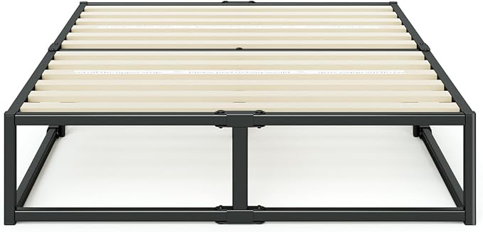 Zinus Joseph 14 Inch Platform Bed Frame, Wood Slat Support, No Box Spring Needed, Eco Friendly WonderBox(TM) Packaging, Easy Assembly, Black, Queen