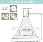 Eimilaly Two-Tone Bed Canopy Stars Glow in The Dark White Blue, Mosquito Net Bed Canopy for Girls Room Decor, Single Door