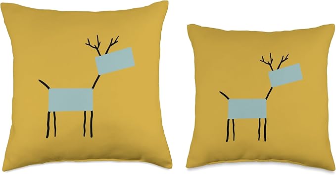Cute Scandinavian Animals Designs Chic Deer Moose Scandinavian Elk Minimalism Reindeer Throw Pillow, 18x18, Multicolor