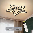 Garwarm LED Ceiling Light Fixture, 60W Modern Leaves Ceiling Lamp Dimmable Black Flush Mount Ceiling Chandelier for Living Room Study Room Dining Room Bedroom