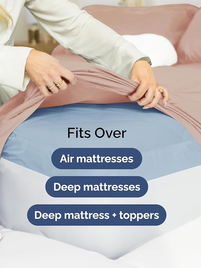 Extra Deep Full Sheet Set - 6 Piece Breathable and Cooling Sheets - Hotel Luxury Bed Sheets Set - Easy & Secure Fit - Soft, Wrinkle Free and Comfy Sheets Set - Mauve Sheet Set with Extra Deep Pockets