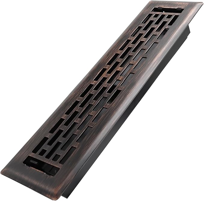 2x12 Inches Heavy Duty Walkable Floor Register - Easy Adjust Air Supply Lever Decorative Floor Vent Covers - Boston Design Vent Covers for Home - Oil Rubbed Bronze