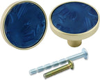 12 Pcs Gold Knobs for Dresser Drawers, Round Dresser Cabinet Knobs Pulls for Kitchen Cabinet Cupboard Door Furniture Decorative, Navy Blue