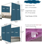 Akiky Canopy Bed Curtains Bed Canopy for Girls Room Elegant Sheer Curtain for Twin Full Queen Size Bed Drapes,8 Panels Canopies with Light,Room Décor(Full/Queen, Gray Canopy)