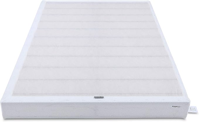 Amazon Basics Smart Box Spring Bed Base, 5-Inch Height Mattress Foundation, Tool-Free Easy Assembly, King, 79"L x 75.5"W x 5"H, White