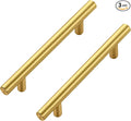 JOY DECOR 3 Pack Cabinet Handles, Gold Cabinet Pulls, 4 in Hole Center Kitchen Cabinet Handles, Stainless Steel T Bar Handles for Dresser Drawers