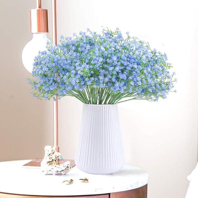 Babys Breath Artificial Flowers,30 Pcs Gypsophila Real Touch Flowers for Wedding Party Home Garden Decoration 16.6inch Blue
