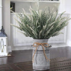 Artificial Lavender Flowers with Vase,Fake Lavender Plant Artificial in Metal Vase for Kitchen Counter Rustic Farmhouse Decor (Heart,White)