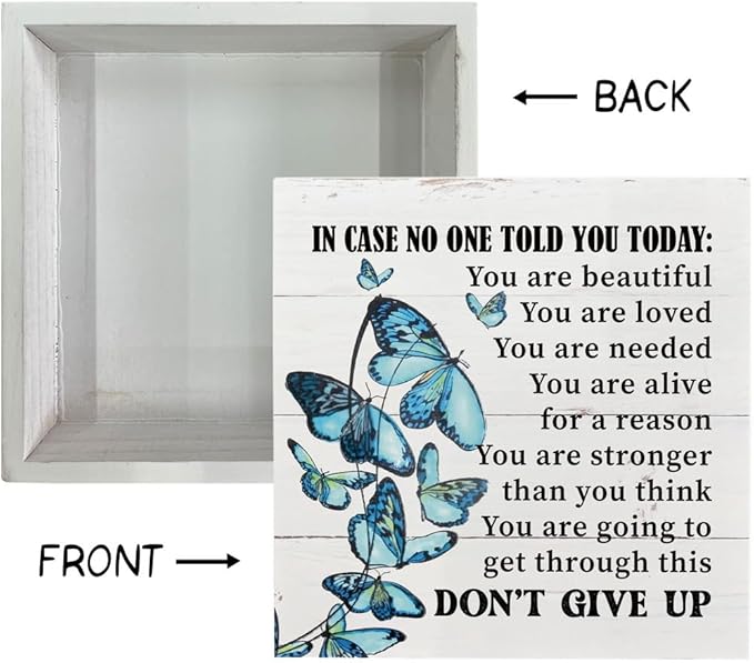 Inspirational Wood Signs - You Are Going To Get Through This, Supportive Wood Plaque Gift, Butterfly Decor for Home Table Sign