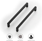 Ravinte 10 Pack Solid Kitchen Cabinet Handles Matte Black Cabinet Pulls Slim Drawer Pulls with 6-1/4 Inch Hole Center Square Bar Kitchen Cabinet Hardware