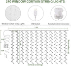 KASZOO 12 Pack Artificial Ivy Leaf Plants with 240 LED Window Curtain String Lights, Fake Plants Vine Hanging Garland, Hanging for Wall Party Wedding Room Home Kitchen Indoor & Outdoor Decoration
