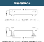 Franklin Brass - Francisco Soft Iron Cabinet Handles 3 Inch (3") Hole Center Pulls | Easy Install, Durable Hardware for Kitchen Cabinet Door, Drawers, Dresser Pull, Furniture (10 Pack)