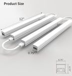 Under Cabinet Lighting Plug in, 12 Inch 4 Pcs, Linkable AC120V 3CCT 3000K/4000K/5000K Ultra Slim, LED Under Cabinet Lights for Counter Light, Kitchen, Shelf, Sink, Workshop, Desk, White