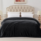 Exclusivo Mezcla Fleece Blanket Queen Size for Bed, Super Soft and Warm, All Season Use, Cozy, Plush, Lightweight, 90x90 Inches, Black