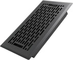 4x8 Inches Heavy Duty Walkable Floor Register - Easy Adjust Air Supply Lever Decorative Floor Vent Covers, Boston Design Vent Covers for Home - Matte Black