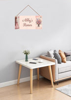 Personalized Name Sign Girl and Flowers Decor For Girls Room Baby Nursery Kids Bedroom Wood Plaque Hanging Wall Art Decor For Boys Room