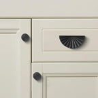 5 Pack 3 Inch (76mm) Matte Black Cabinet Pulls Cup Flat Drawer Handles Kitchen Cupboard Pull Bathroom Dresser Sunflower Handle Unique Hardware for Furniture Door Wardrobe Hardware TYH-MB-5