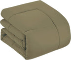 Sweet Home Collection 5 Piece Comforter Set Bag Solid Color All Season Soft Down Alternative Blanket & Luxurious Microfiber Bed Sheets, Sage, Twin
