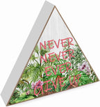 Never Never Ever Give Up with Floral Art Print Wooden Box Sign Nursery Decor Inspirational Motivational Desk Decor For Women Gifts
