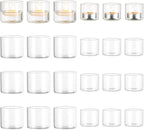 Romadedi Votive Tealight Candle Holders - 24 pcs Clear Glass Tea Light Holders Bulk Small Table Centerpieces Wedding Decor Party Dinner Home Decorations Festivals Christmas