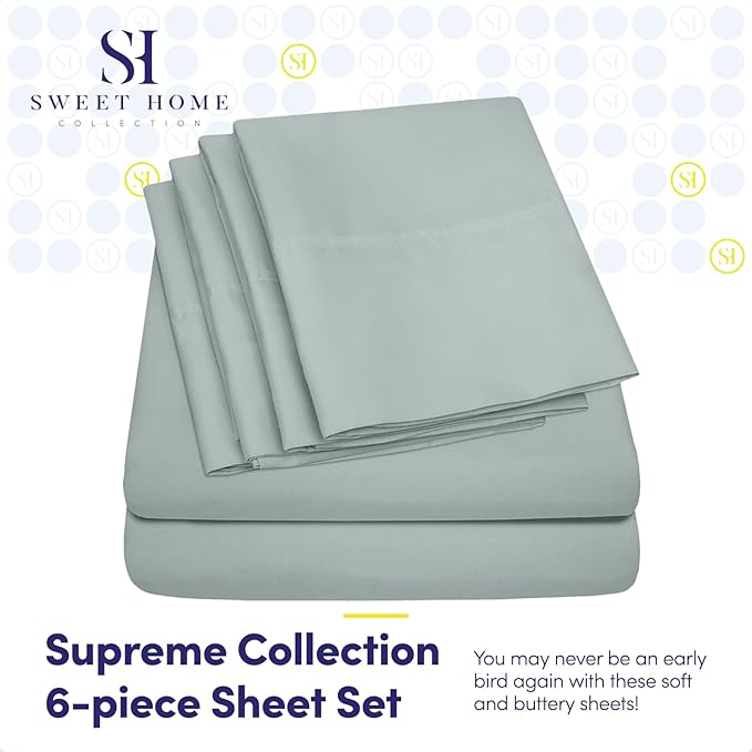6 Piece Bed Sheet Set, Full, Slate