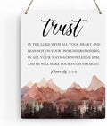 Proverbs 3:5-6 Christian Wall Decor Inspirational Decor Christian Gifts Bible Verse Wall Art Scripture Wooden Hanging Sign for Modern Home Office Bathroom Bedroom Wall Art Decoration 8 x 10 Inches
