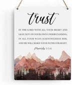 Proverbs 3:5-6 Christian Wall Decor Inspirational Decor Christian Gifts Bible Verse Wall Art Scripture Wooden Hanging Sign for Modern Home Office Bathroom Bedroom Wall Art Decoration 8 x 10 Inches
