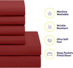 Sweet Home Collection 5 Piece Comforter Set Bag Solid Color All Season Soft Down Alternative Blanket & Luxurious Microfiber Bed Sheets, Red, Twin (Pack of 4)