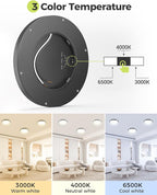 hepside 2Pack Dimmable Flush Mount Ceiling Light Fixture Black, 3CCT Selectable 3000/4000/6500K Ceiling Lamp, 7.5INCH 15W 1500LM Low Profile Light for Bedroom, Kitchen, Bathroom, Hallway