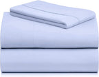 LuxClub 3 PC Sheet Set Bed Sheets Deep Pockets 16" Eco Friendly Wrinkle Free Cooling Machine Washable Hotel Bedding Silky Soft - Sky Blue Twin XL