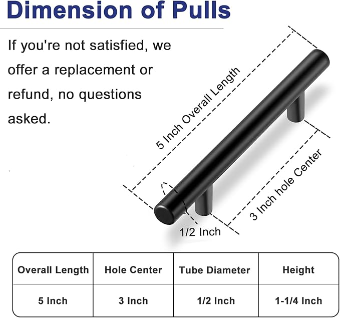 HBL' 30 Pack | 3 Inch Center to Center Matte Black Cabinet Pulls Kitchen Cabinet Handles,Made of Stainless Steel,Ideal for Cabinet,Drawer,Cupboard and Wardrobe.